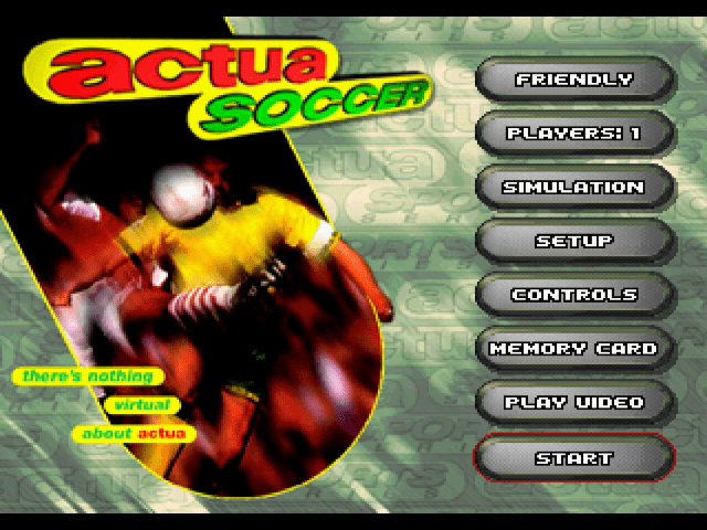 Actua Soccer title screen for Playstation